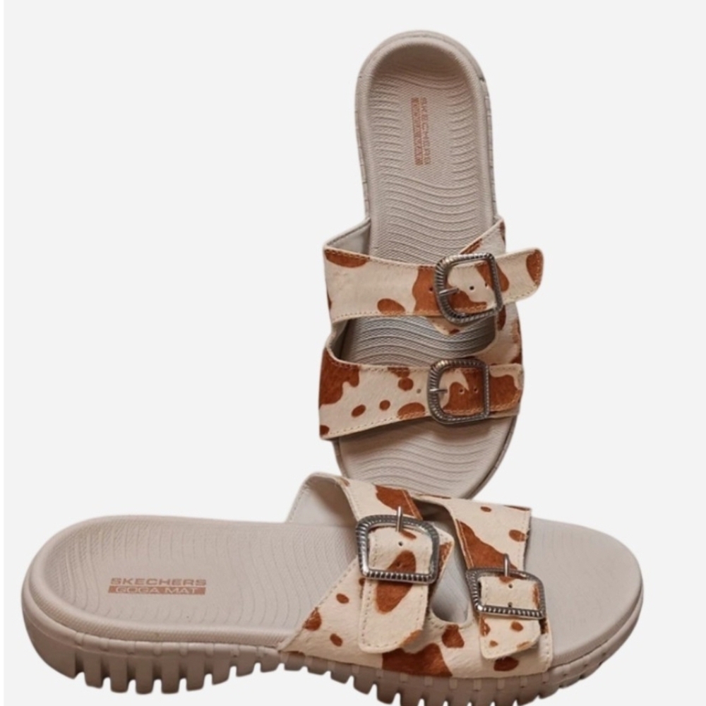 Cowhide-Print Goga Mat Skechers Sandals - Picture 3 of 6